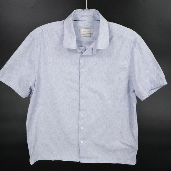 Bugatchi Shirt Mens Extra Large Blue Button Up 8-Way Stretch Geometric Casual - Picture 1 of 16